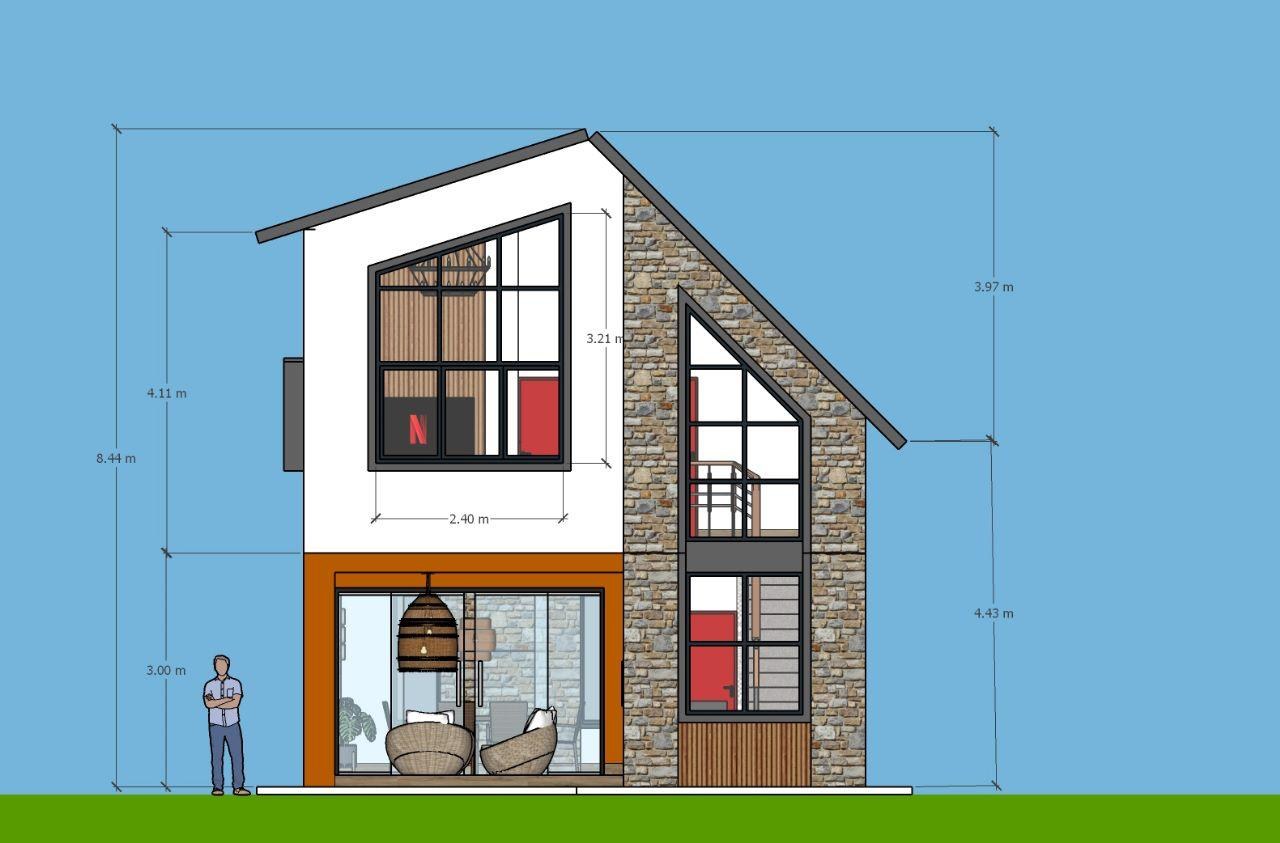 Render cabaña con medidas — SketchUp